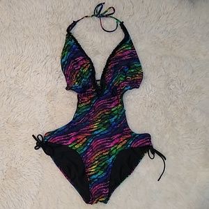 OP Rainbow Print Monokini Swimsuit  L 11/13,